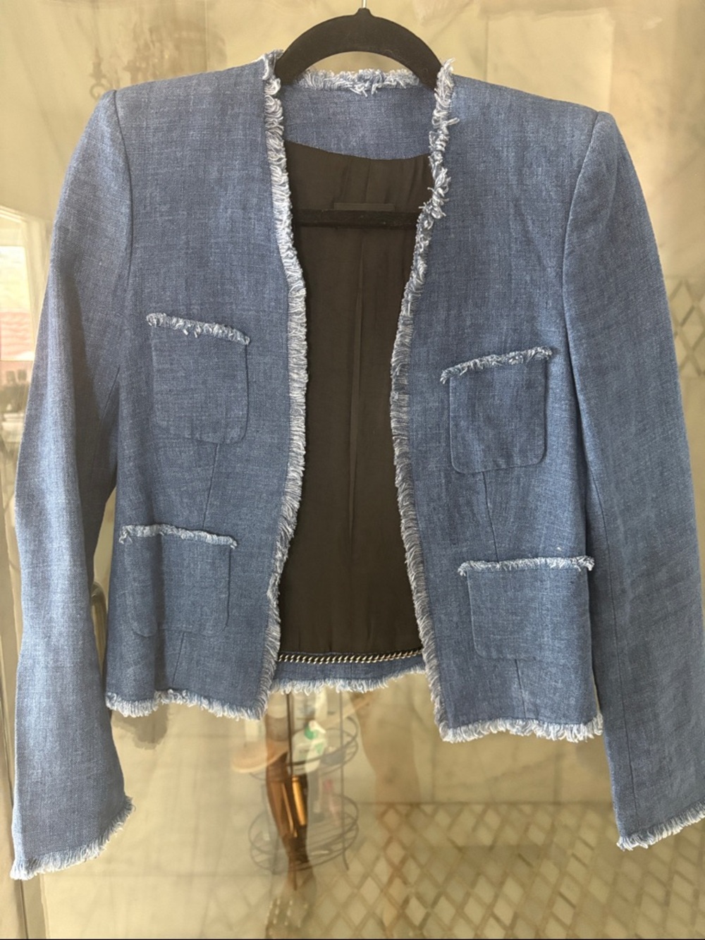 Joseph Blue Frayed Tweed Blazer